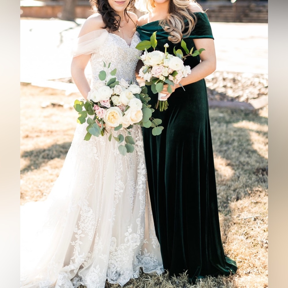 Revelry Classic Emerald Bridesmaid Dress - Off Shoulder